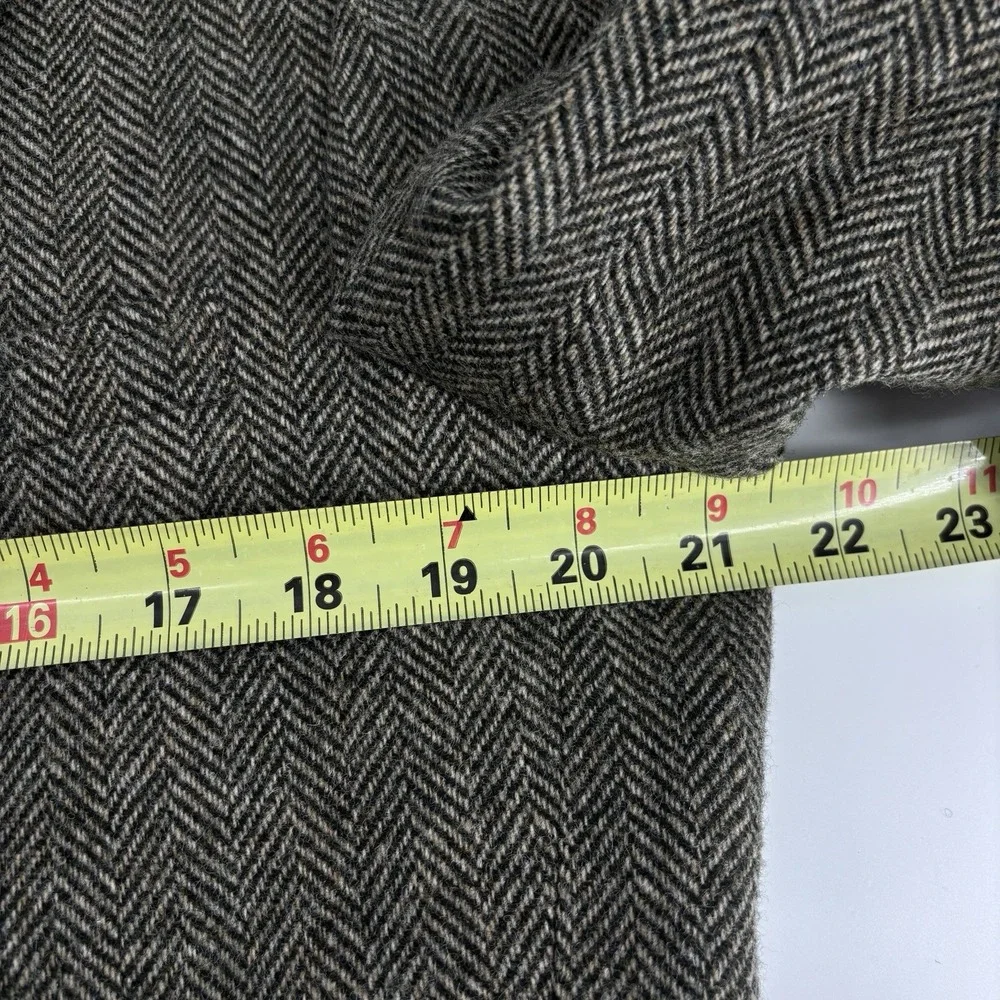Lands End Sport Coat Blazer Mens 40R Brown Lambs Wool Herringbone‎ Two Button